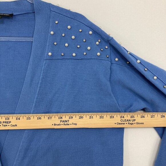 INC International Concepts size XL Blue Beaded Stretch Knit Button Cardigan - Picture 7 of 10
